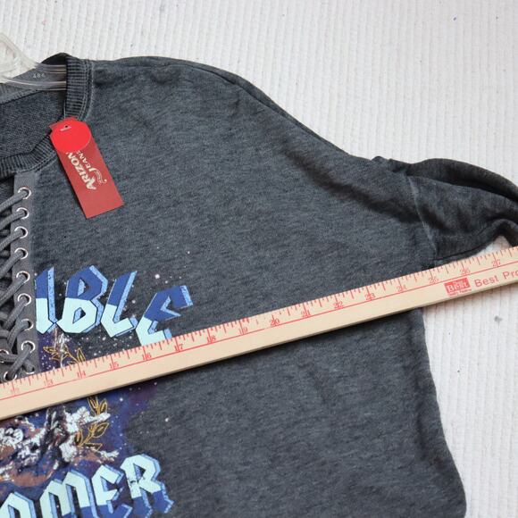 NWT Arizona Jean Co. Lace-Up Graphic Sweatshirt L “Invincible Dreamer” Pullover - Picture 5 of 6